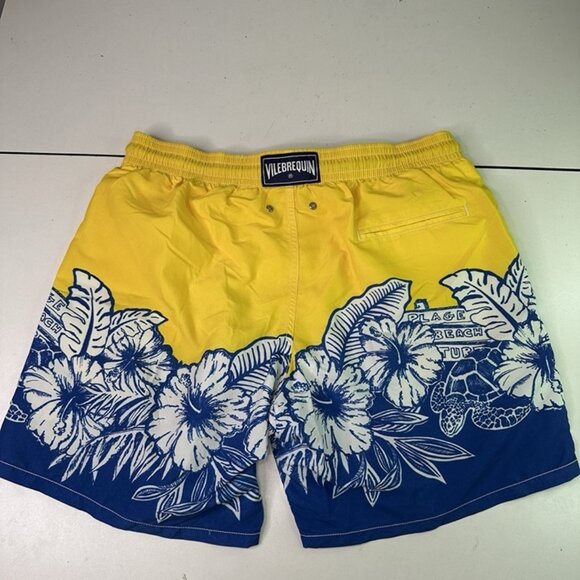 Vilebrequin Turtle Swimming Shorts Blue Yellow Floral XXL - Picture 6 of 9